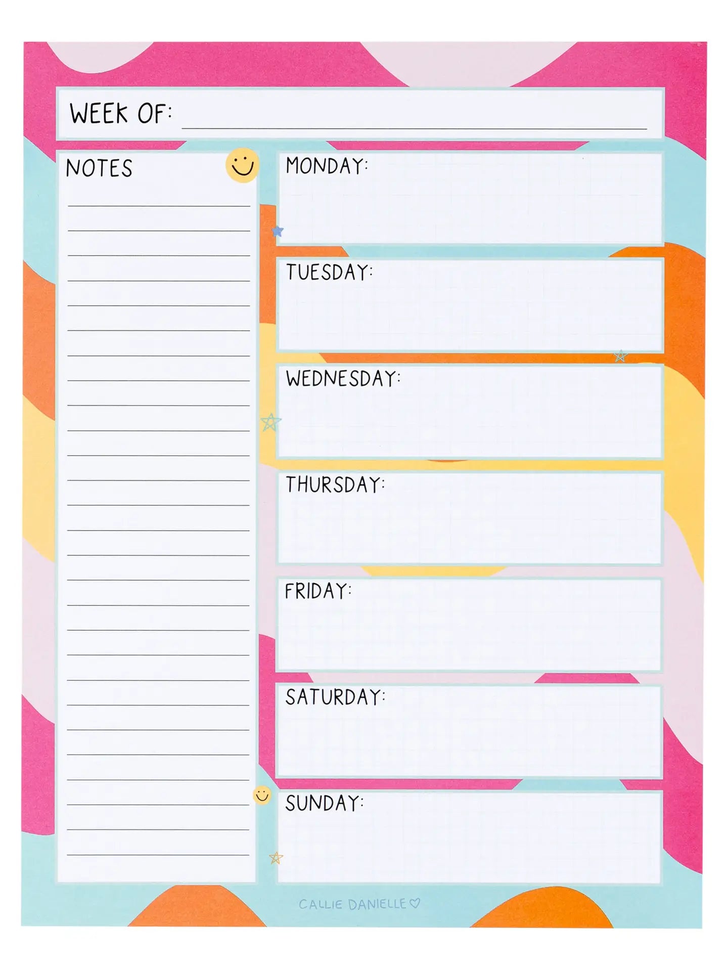 Groovy Weekly Calendar Pad