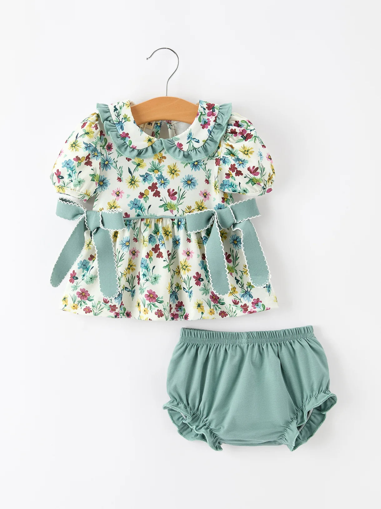 Fall Green Floral Girls Set