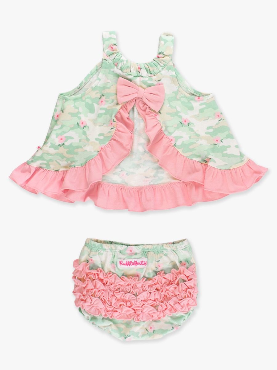 Girls Sage Blossom Camo Top & Bloomer Set