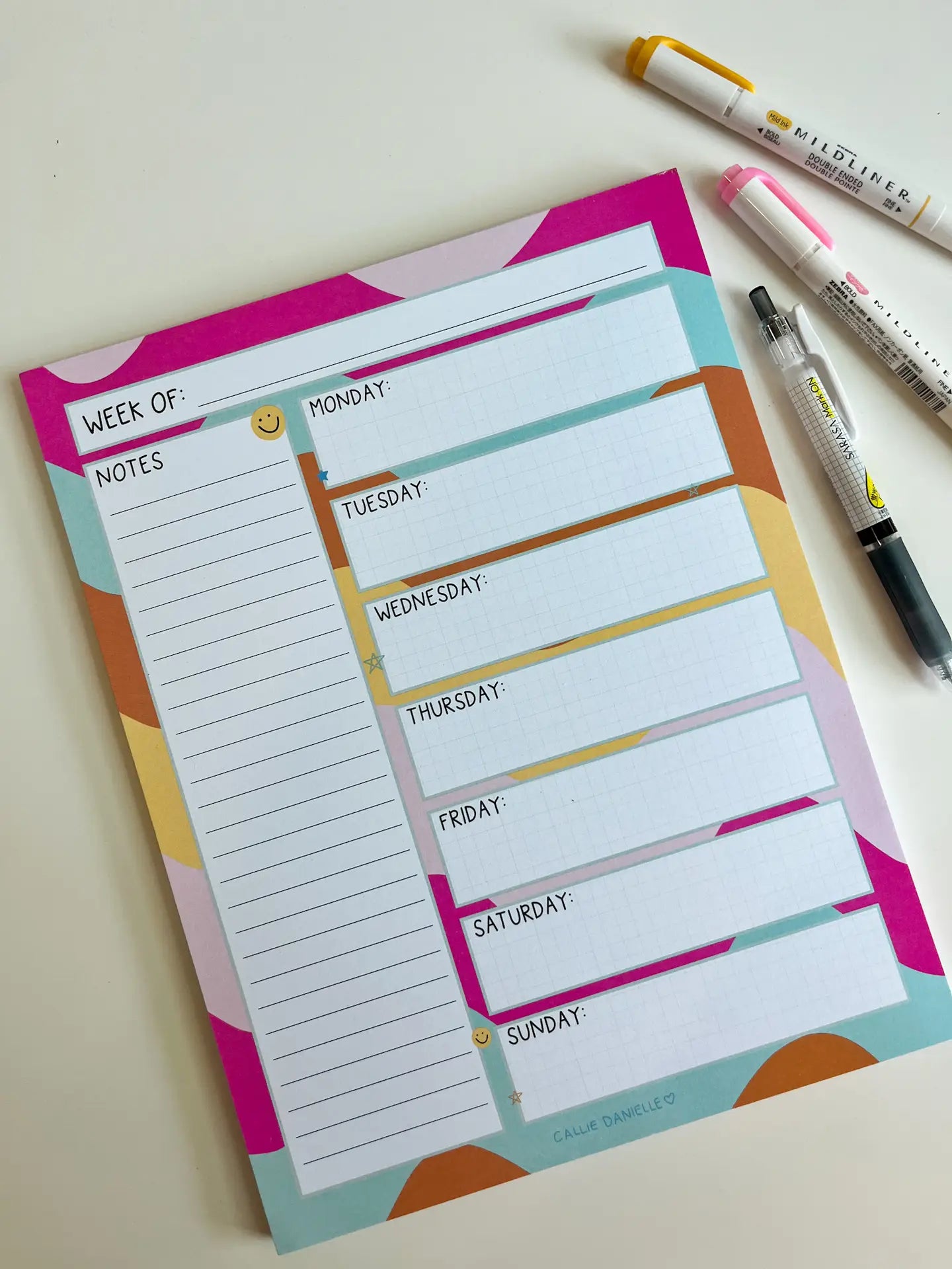 Groovy Weekly Calendar Pad