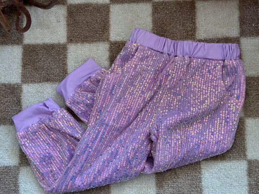 Girls Lavender Sequin Joggers