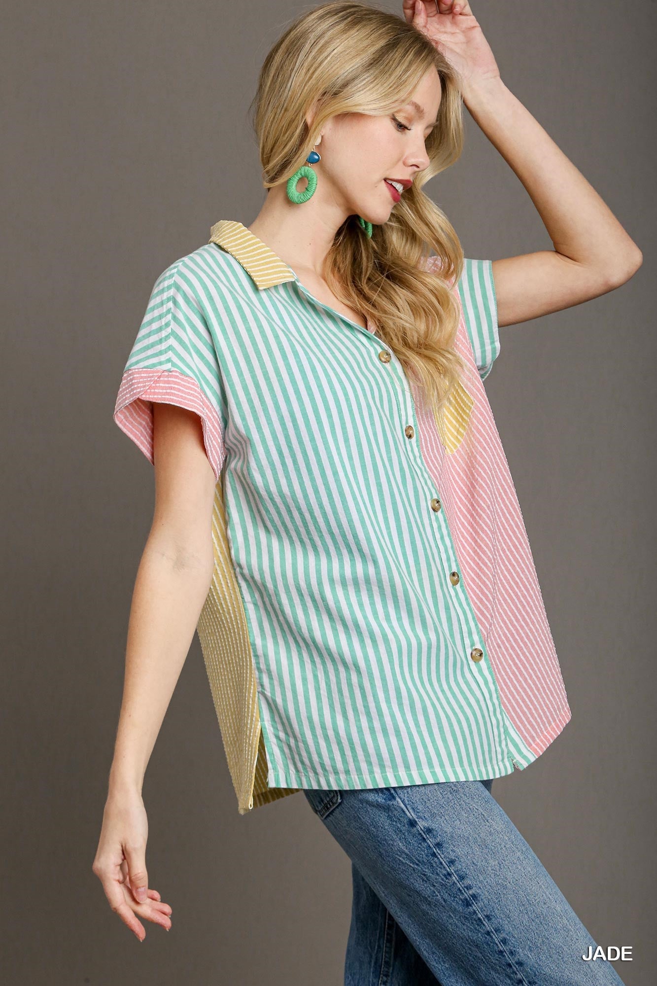 Jade Pin Stripe Blouse