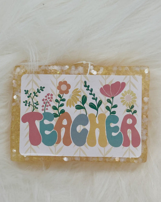 Floral Teacher Freshie- Coconut & Leather