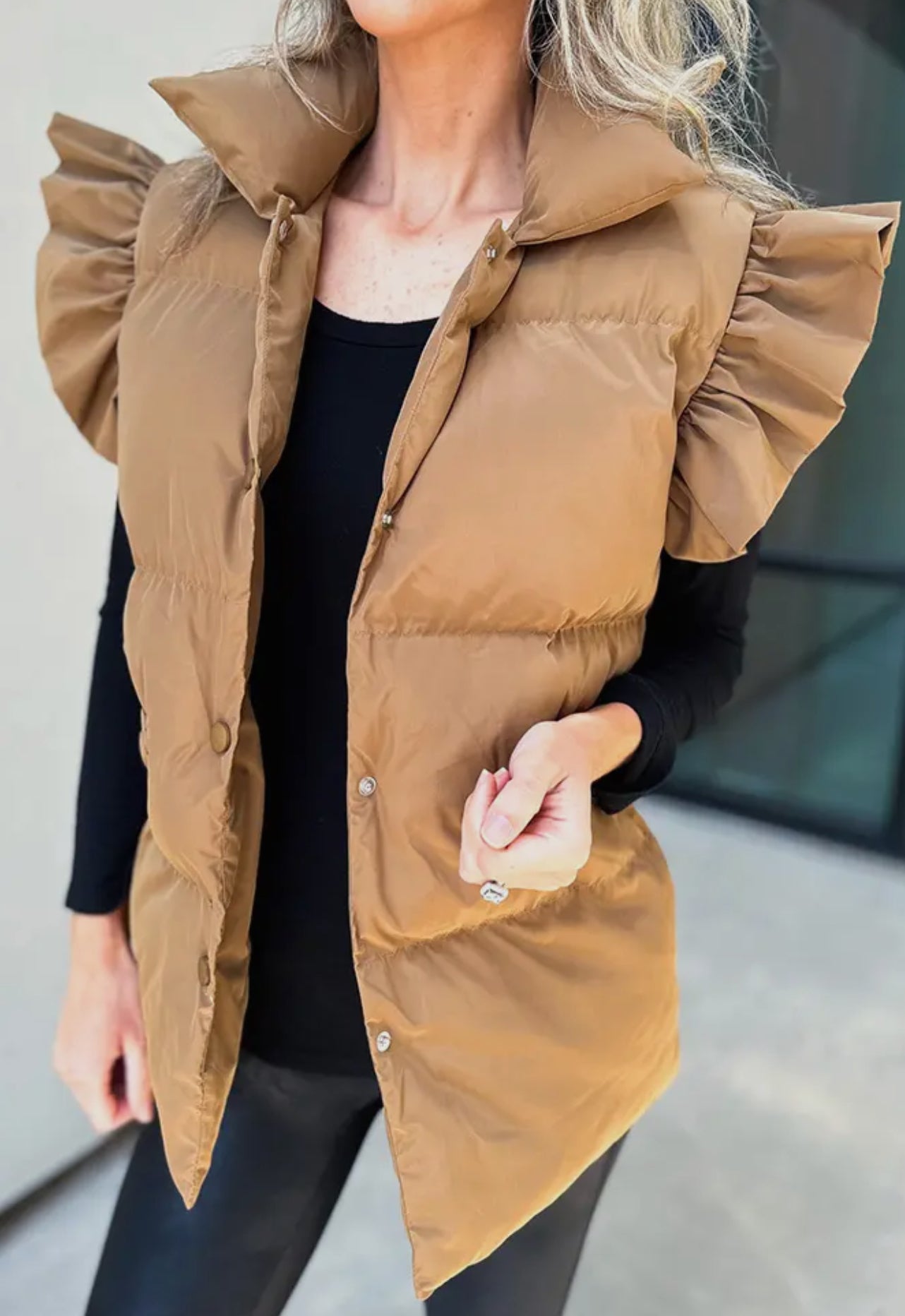 Shelia Flutter Sleeve Puffer Vest