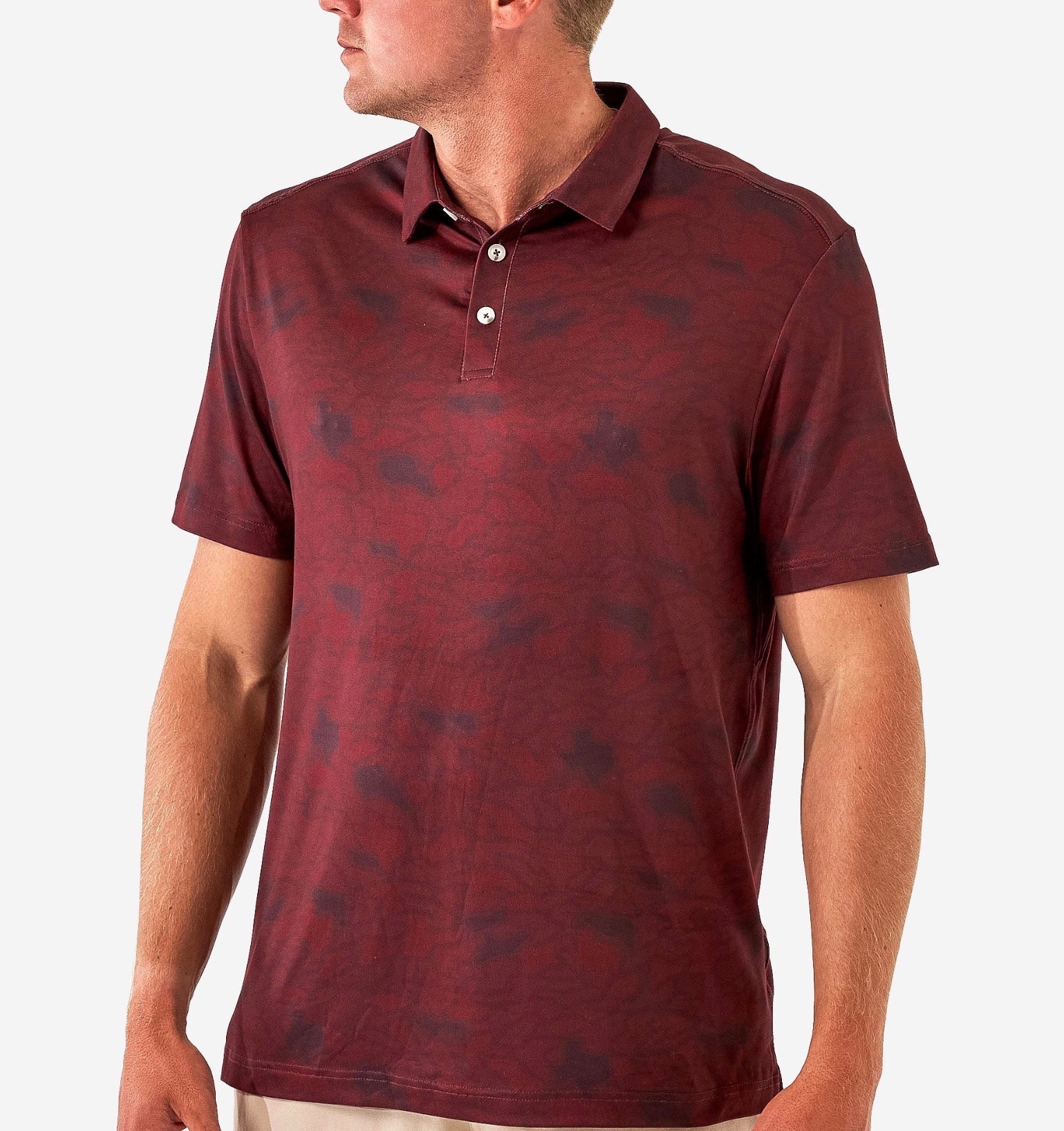 Maroon Texas Camo Polo