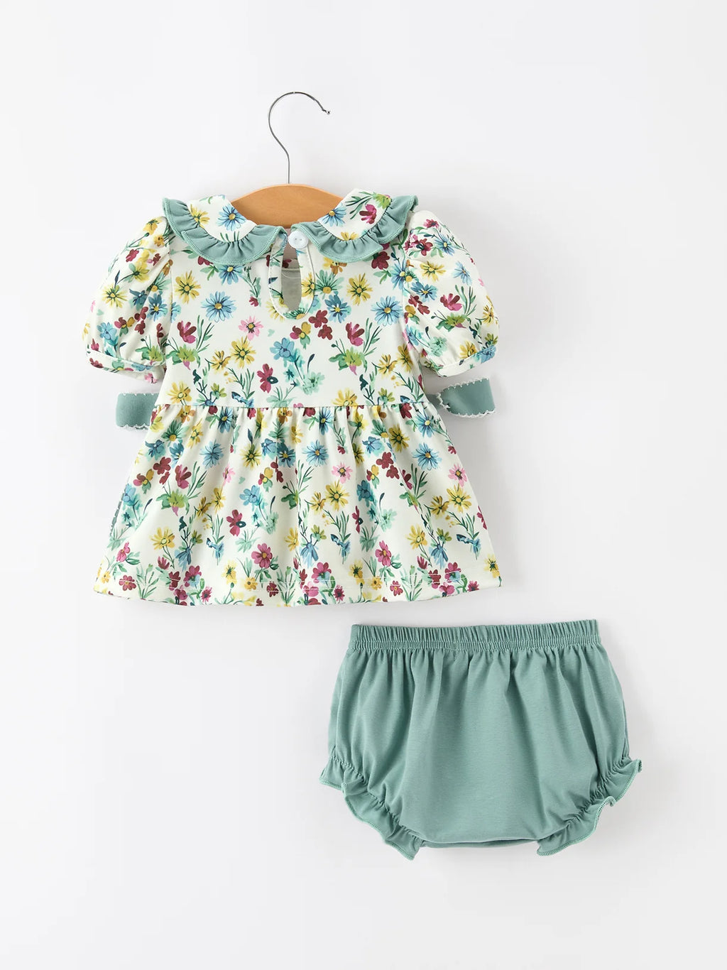 Fall Green Floral Girls Set