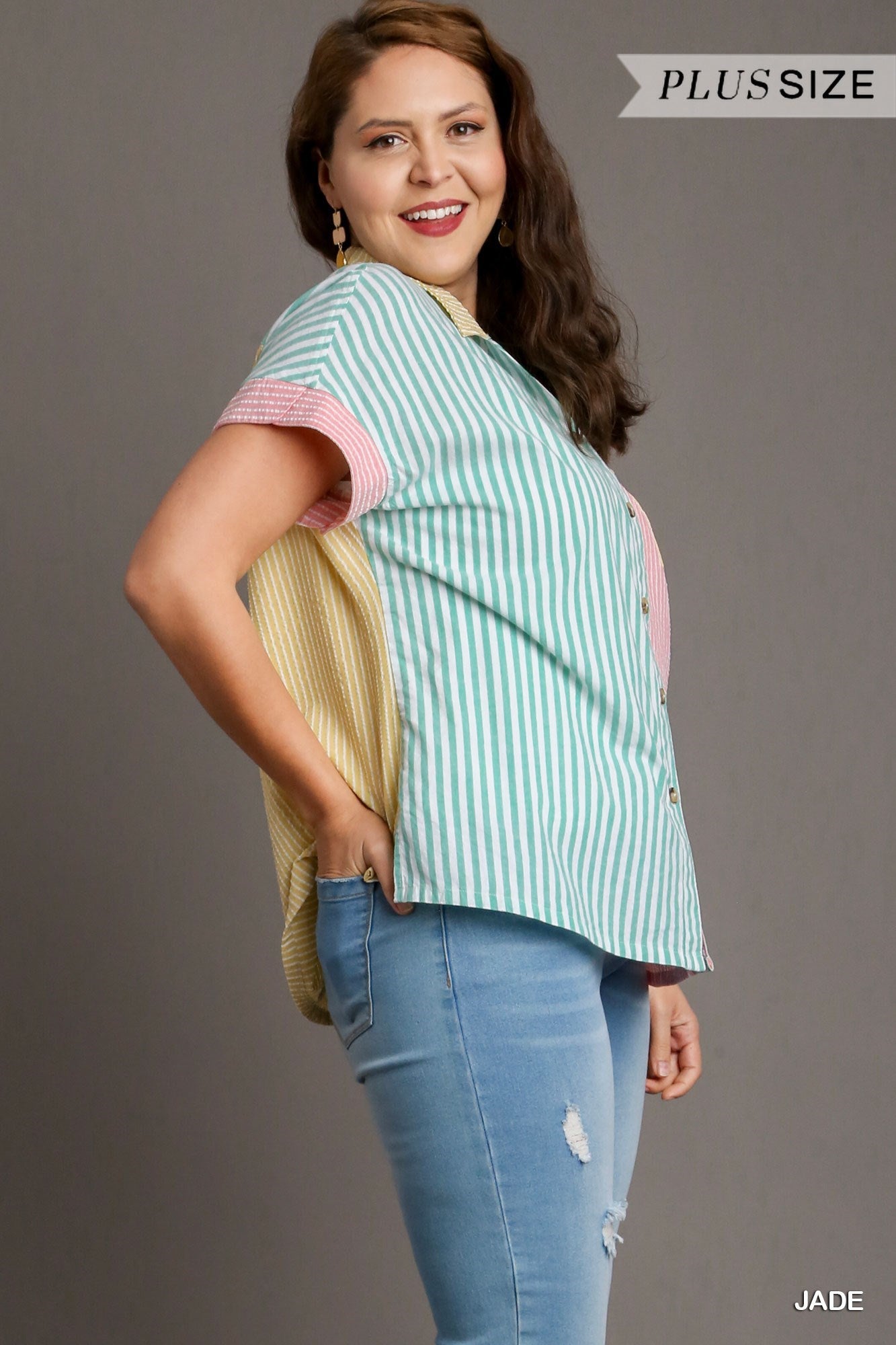 Jade Pin Stripe Blouse