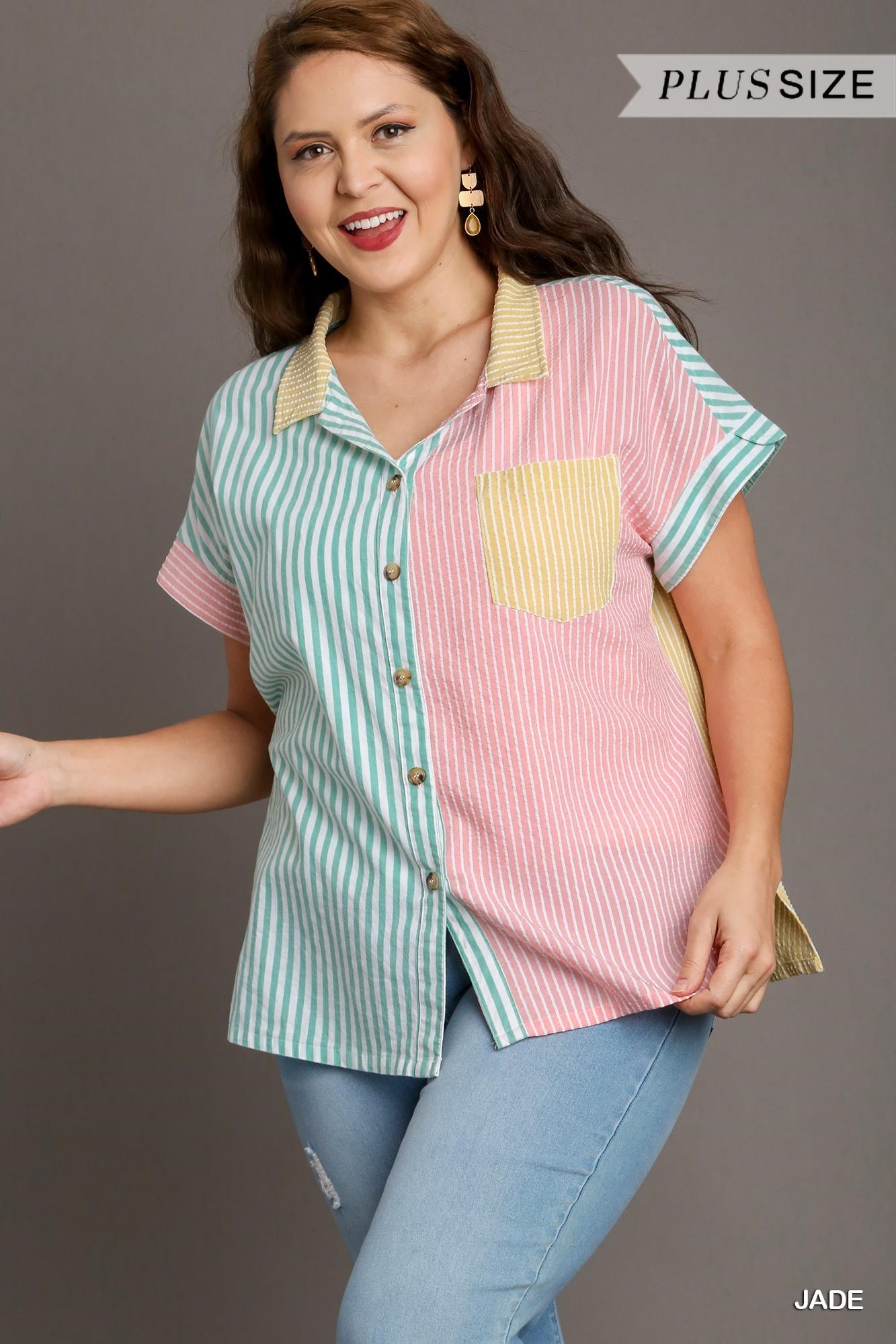 Jade Pin Stripe Blouse