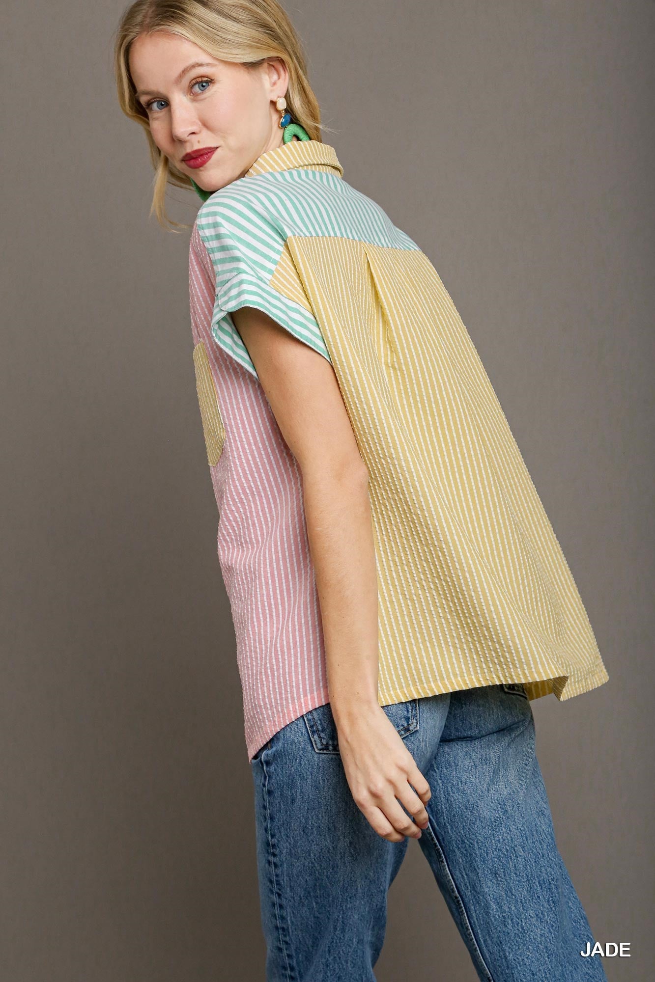 Jade Pin Stripe Blouse