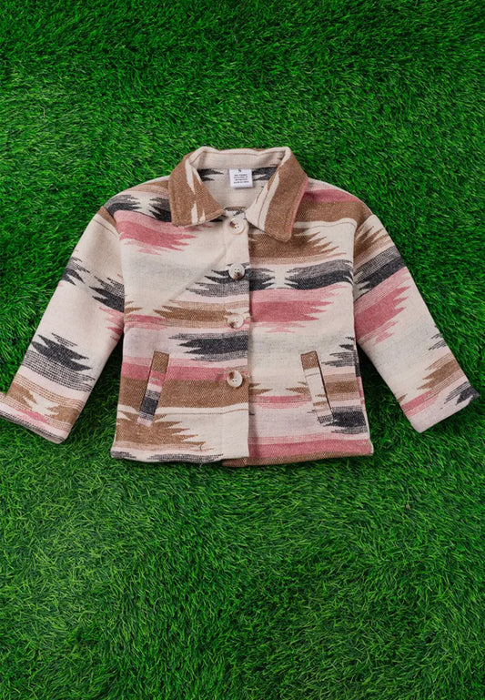 Girls Pink Aztec Jacket