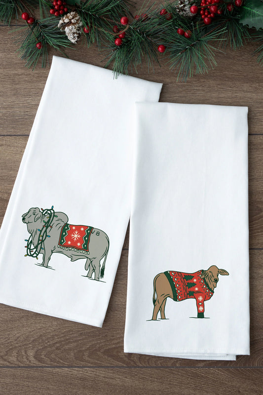 Christmas Brahman Tea Towel - Set of 2