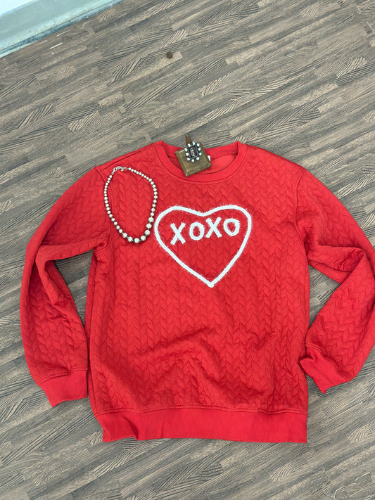 XOXO Quilted Pullover Sweater