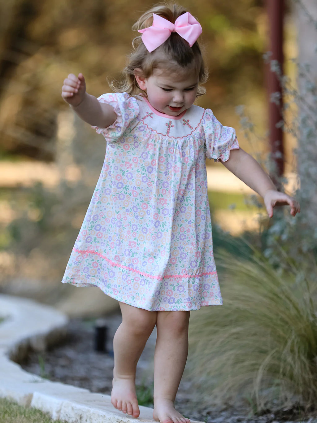 Spring Cross Smocked Dress