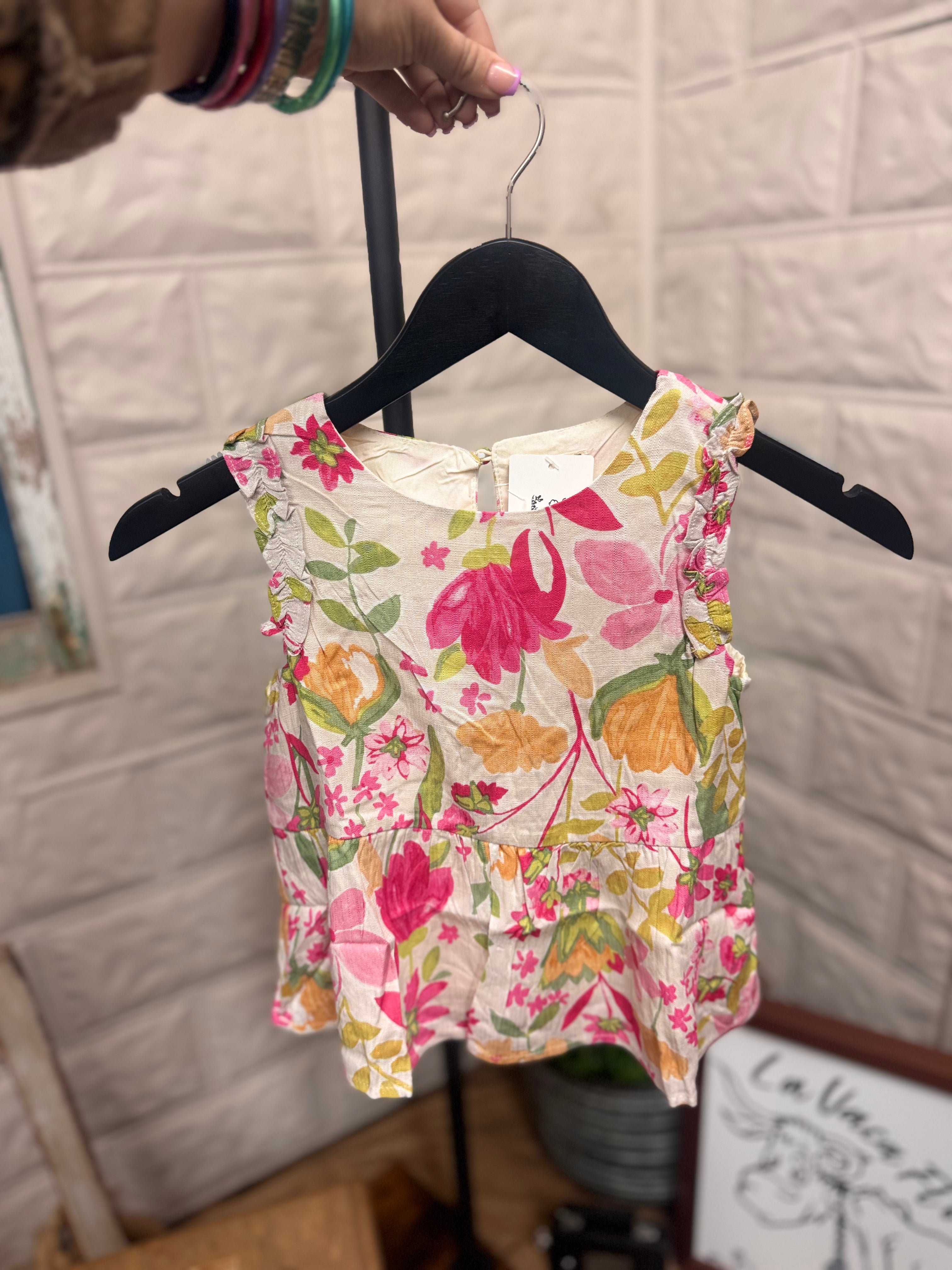 Girls Floral Peplum Tank