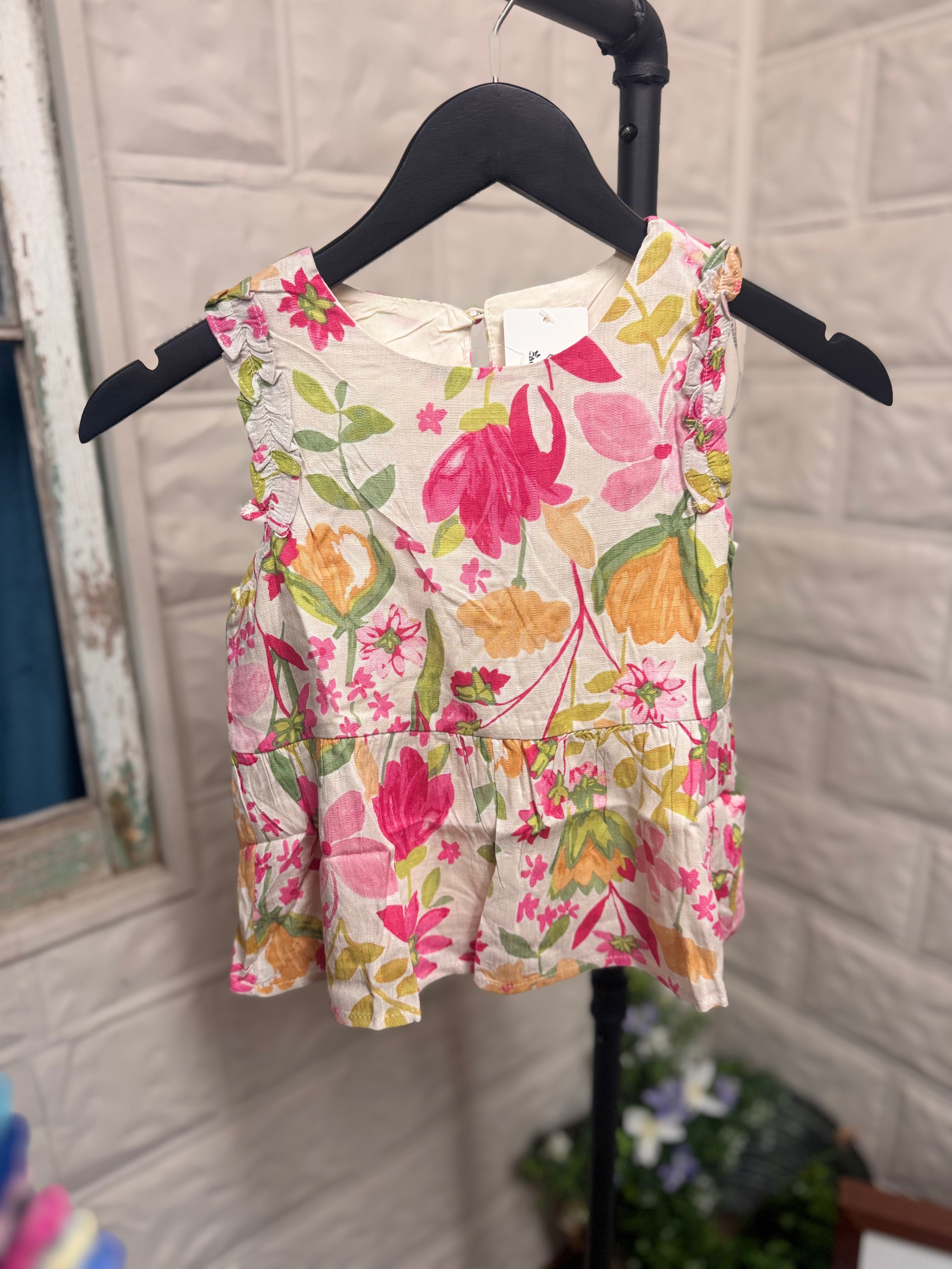 Girls Floral Peplum Tank