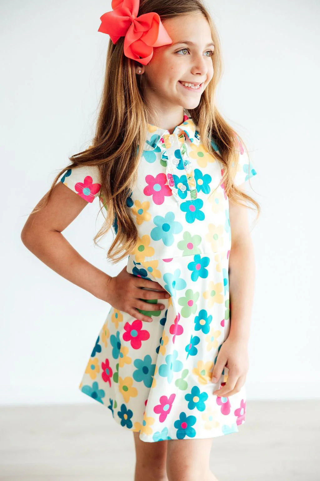 Girls Floral Polo Dress