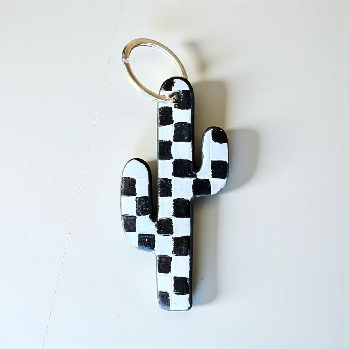 Checkered Cactus Keychain