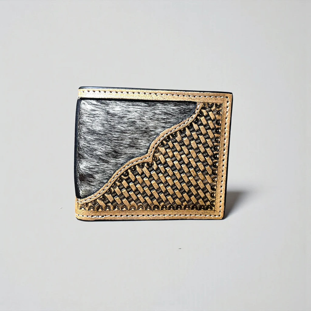 Tooled Leather & Cowhide Wallet