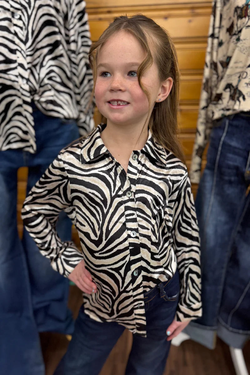 Mini Cowgirl Safari Button Up