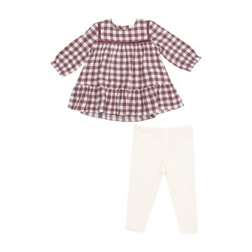 AD Maroon Gingham Dress w/ Legging Set