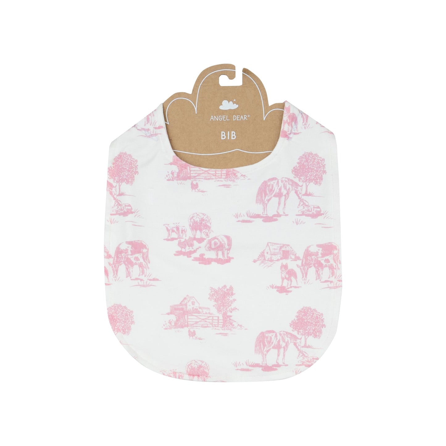 AD Pink Farm Toile Feeding Bib