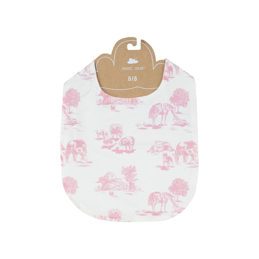 AD Pink Farm Toile Feeding Bib