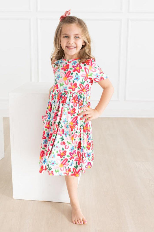 Neon Floral Twirl Dress
