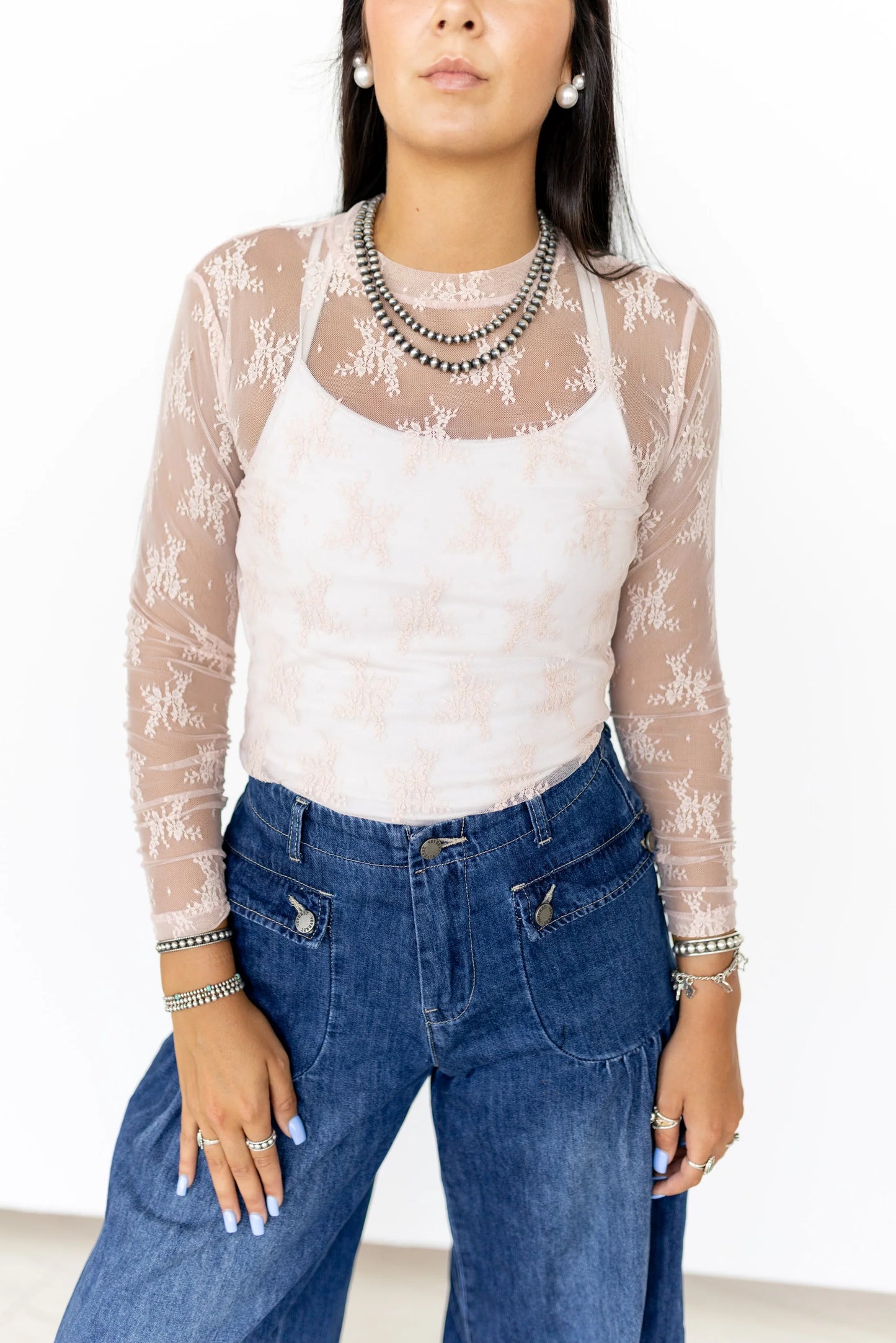 Lace Top- Dusty Pink