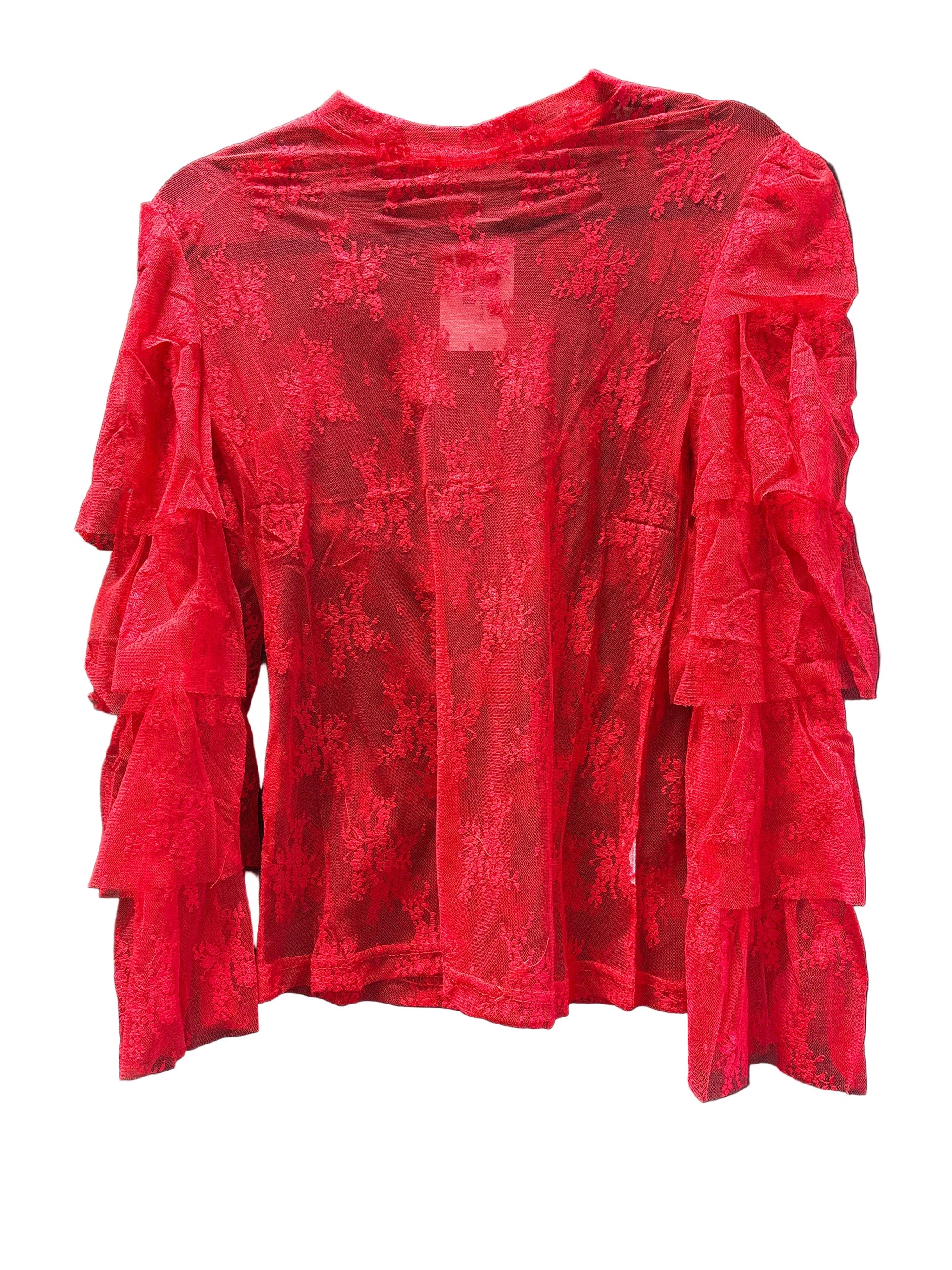 Red Ruffle Lace Top