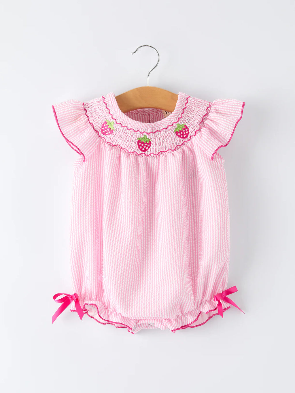 Baby Strawberry Smocked Bubble