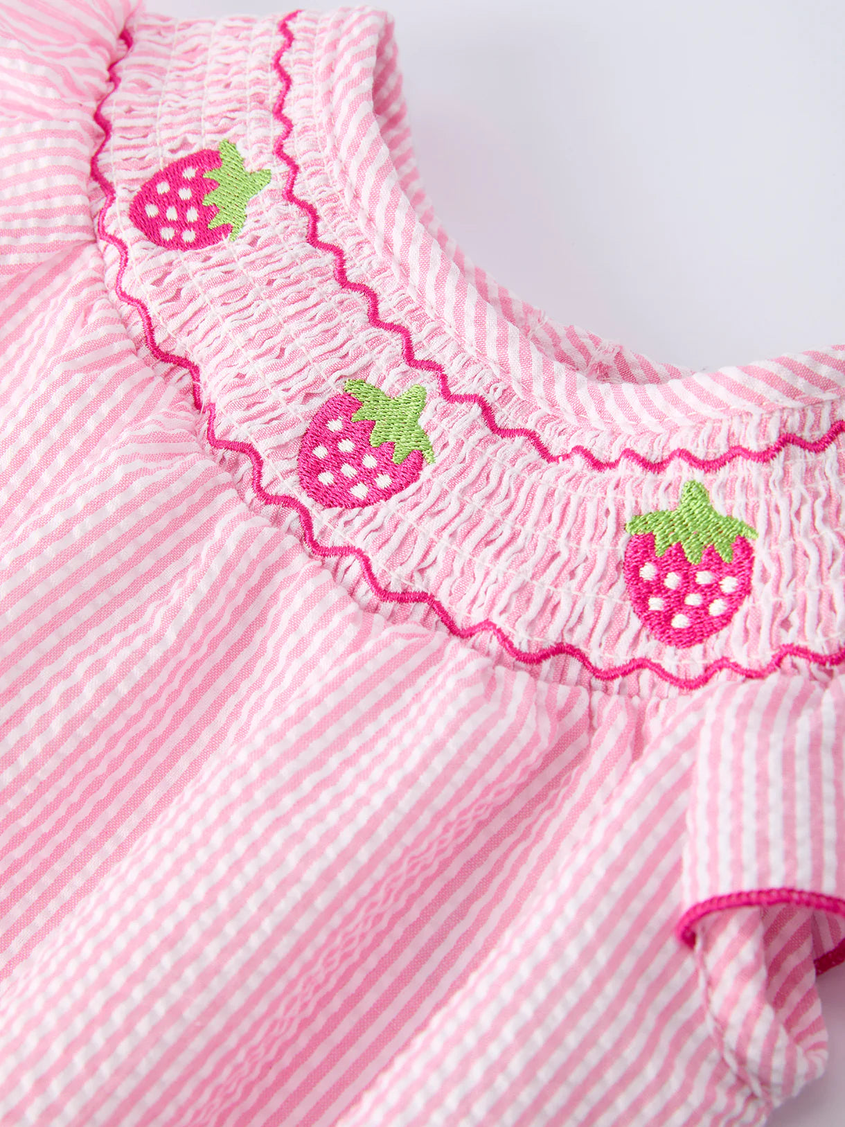 Baby Strawberry Smocked Bubble