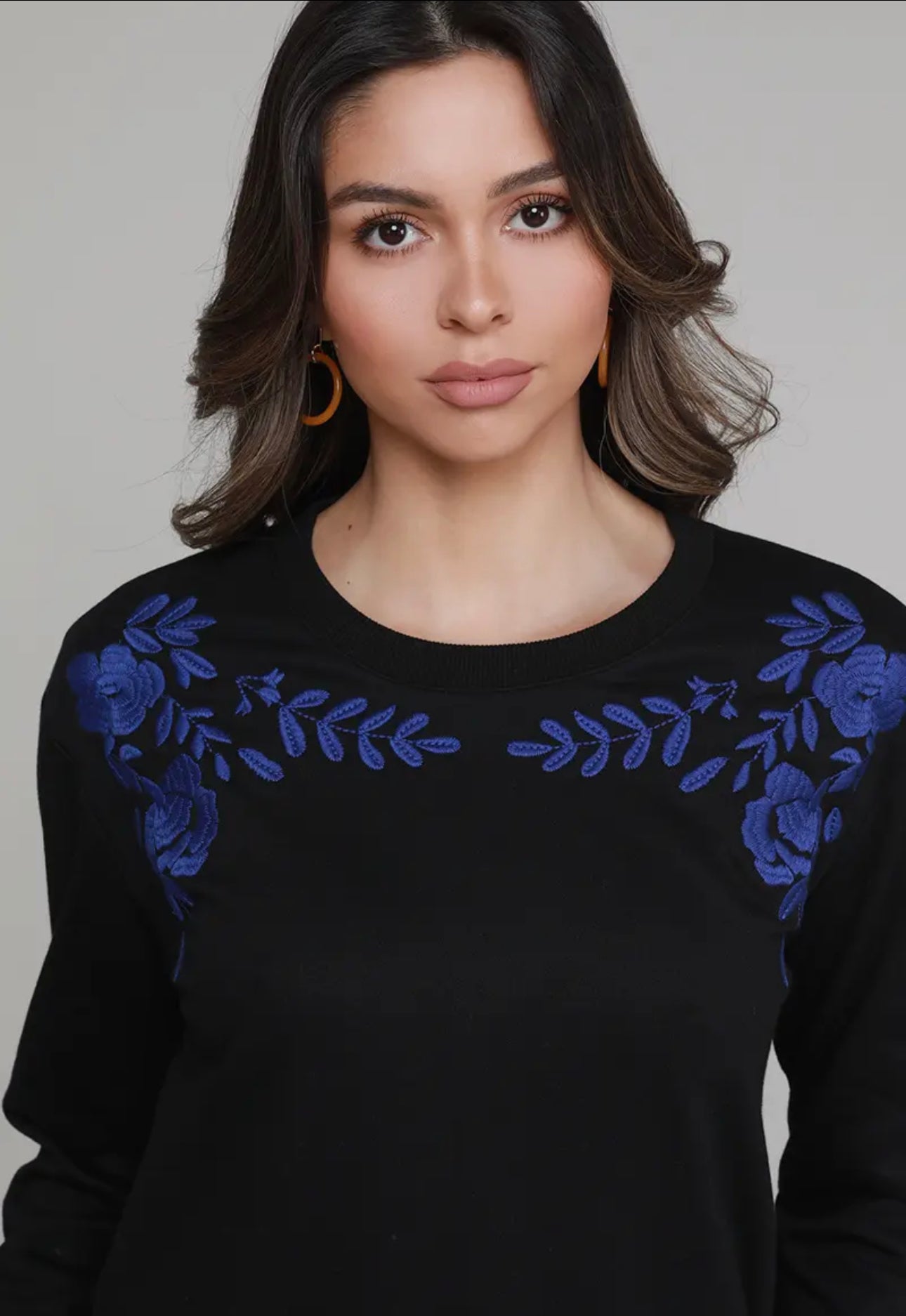 Black & Blue Embroidered Sweater