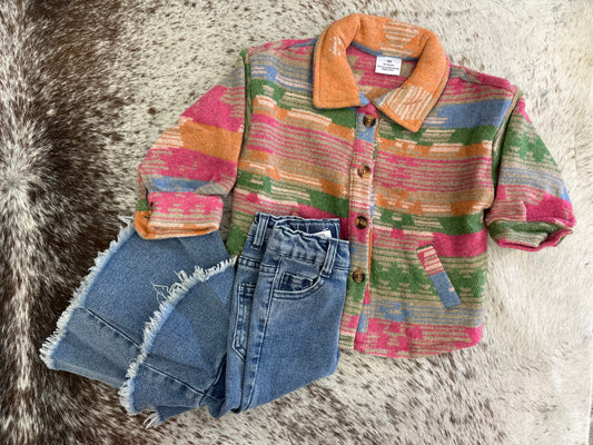 Girls Bright Aztec Jacket