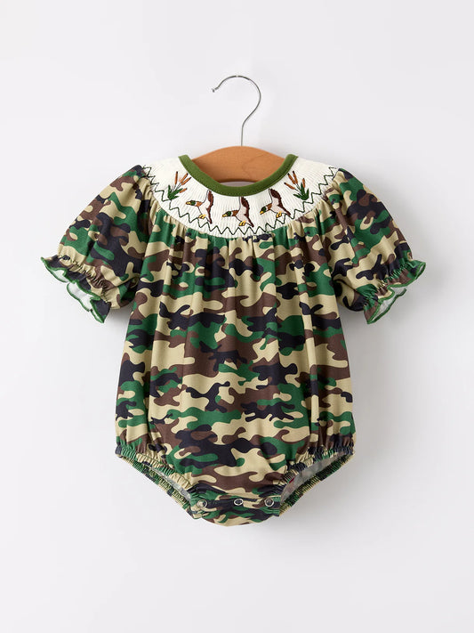 Camo Duck Smocked Romper