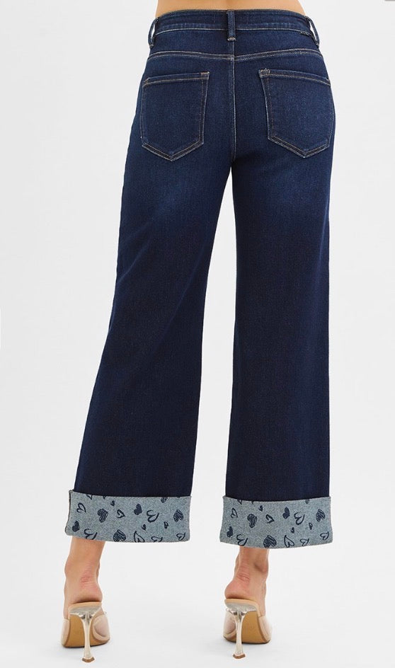 Printed Cuff Risen Jeans
