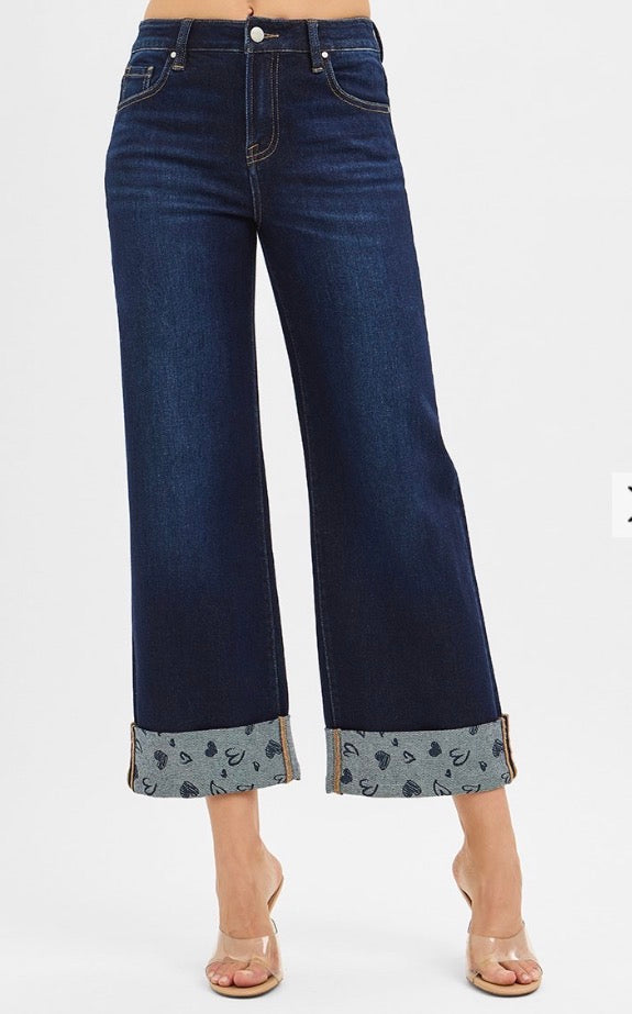 Printed Cuff Risen Jeans