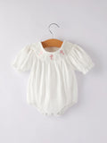 White Smocked Christening Romper