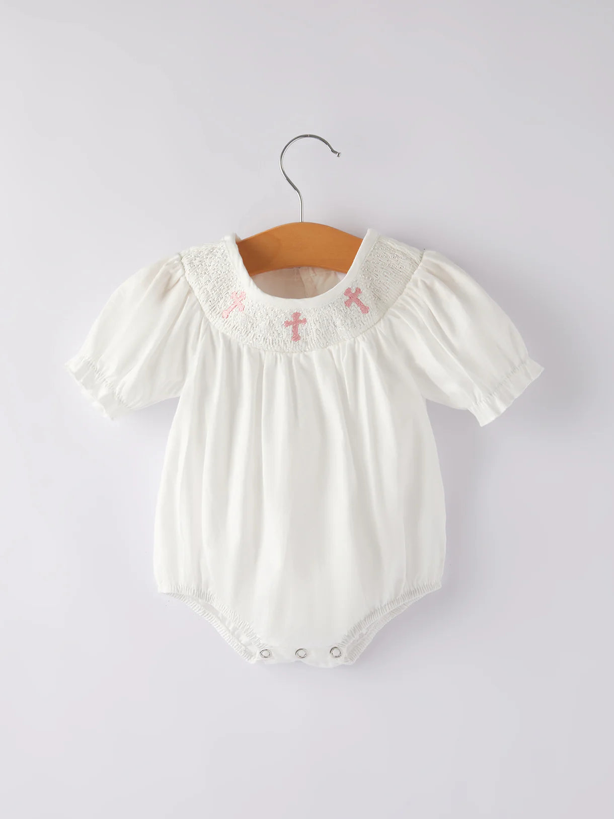 White Smocked Christening Romper