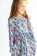 Girls Vintage Floral Twirl Dress
