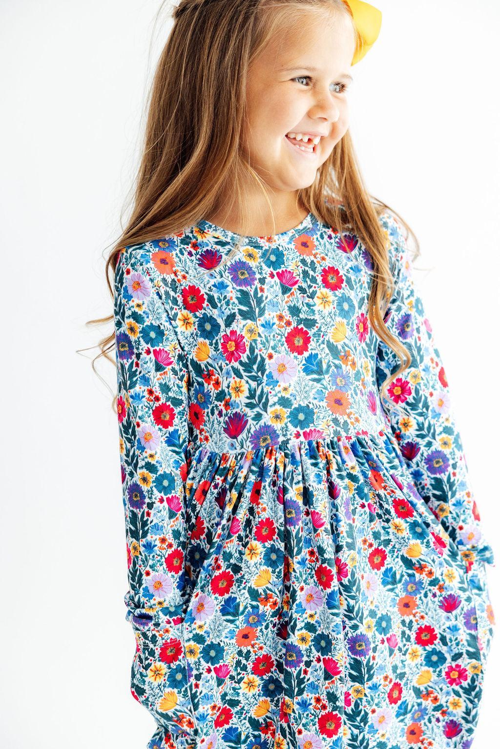 Girls Vintage Floral Twirl Dress