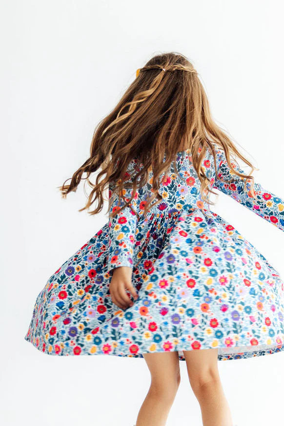 Girls Vintage Floral Twirl Dress